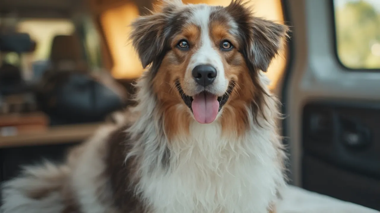 Australian Shepherd after de-matting grooming