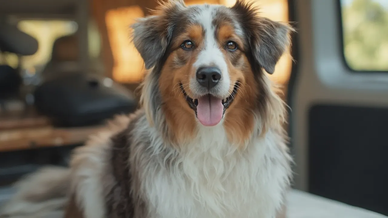 Australian Shepherd before grooming