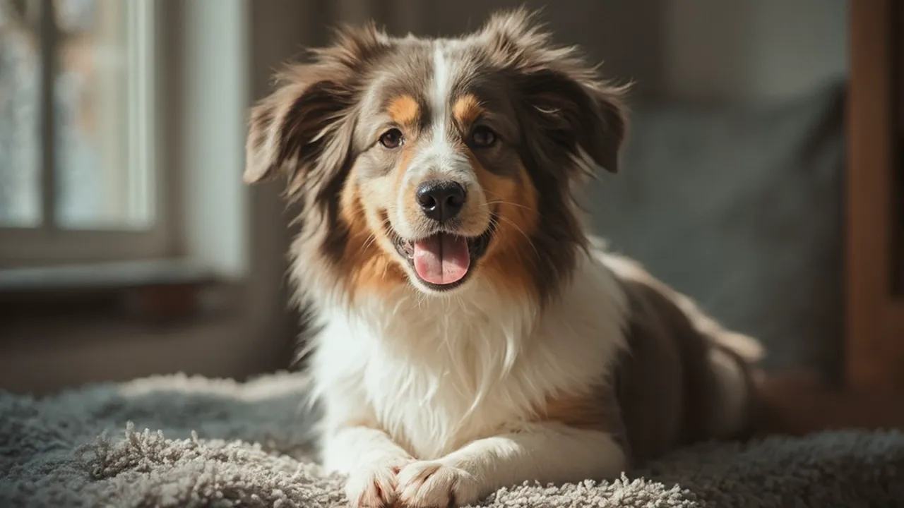 Australian Shepherd before grooming