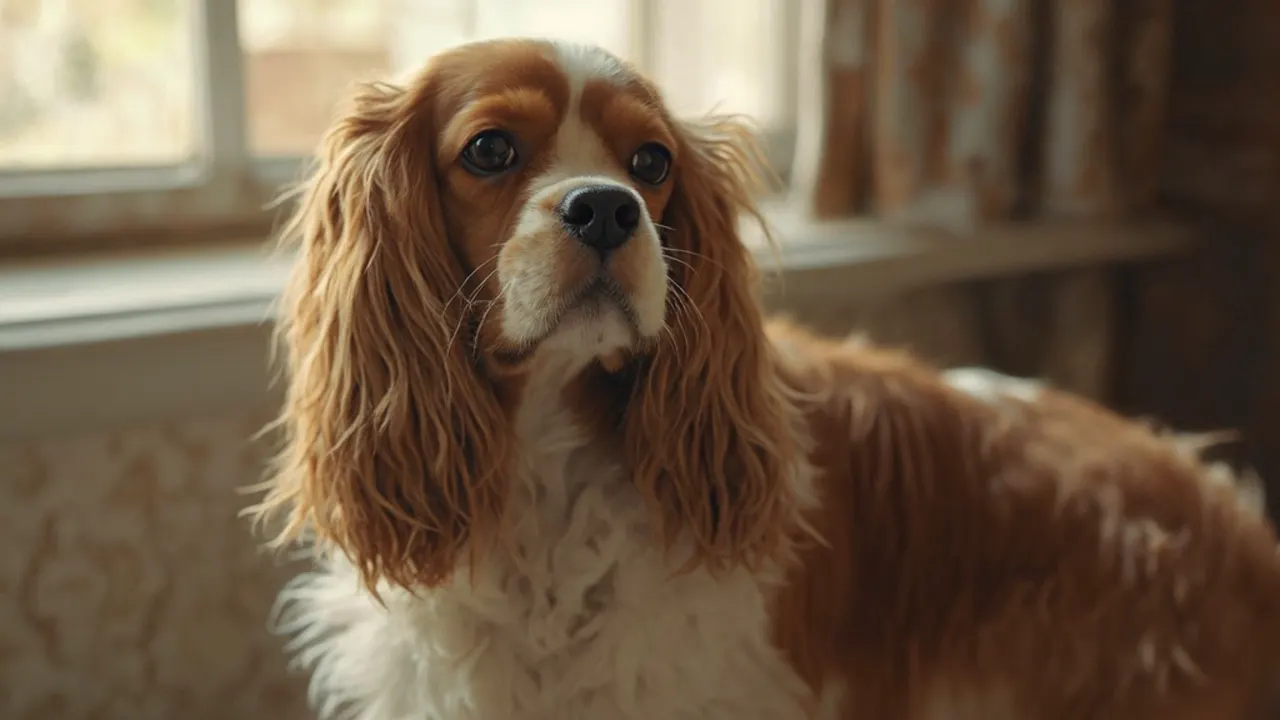 Cavalier King Charles Spaniel after de-matting grooming