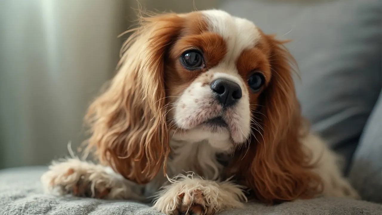 Cavalier King Charles Spaniel before grooming