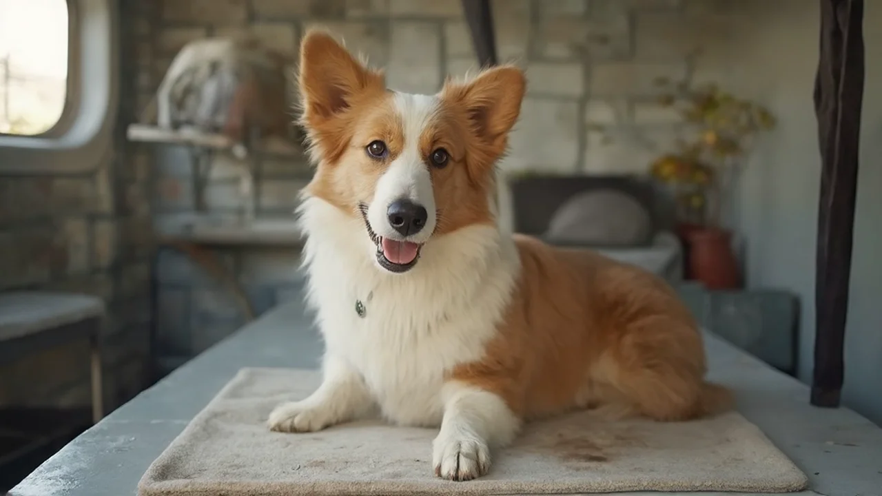 Pembroke Welsh Corgi before grooming