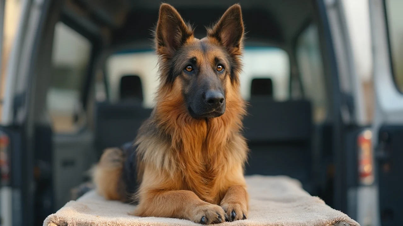 German Shepherd after de-matting grooming