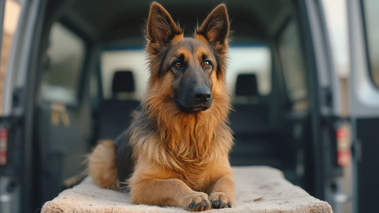 German Shepherd before grooming