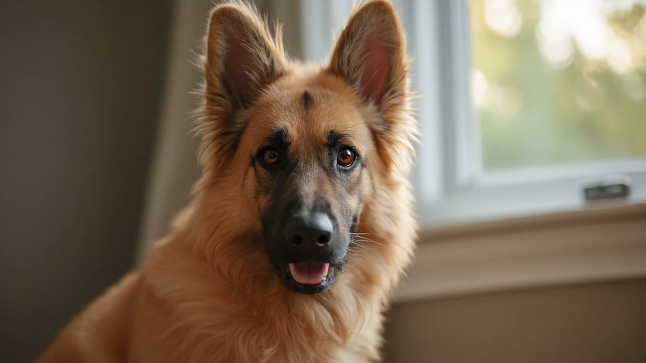 German Shepherd after grooming
