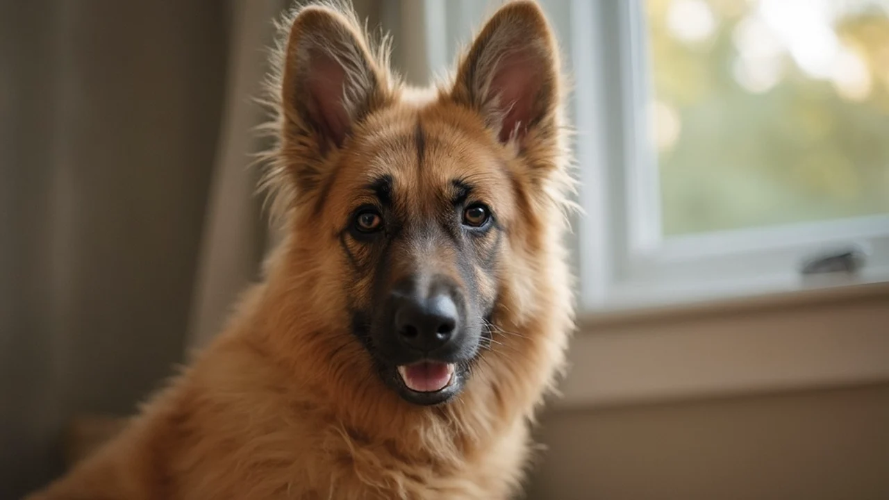 German Shepherd before grooming