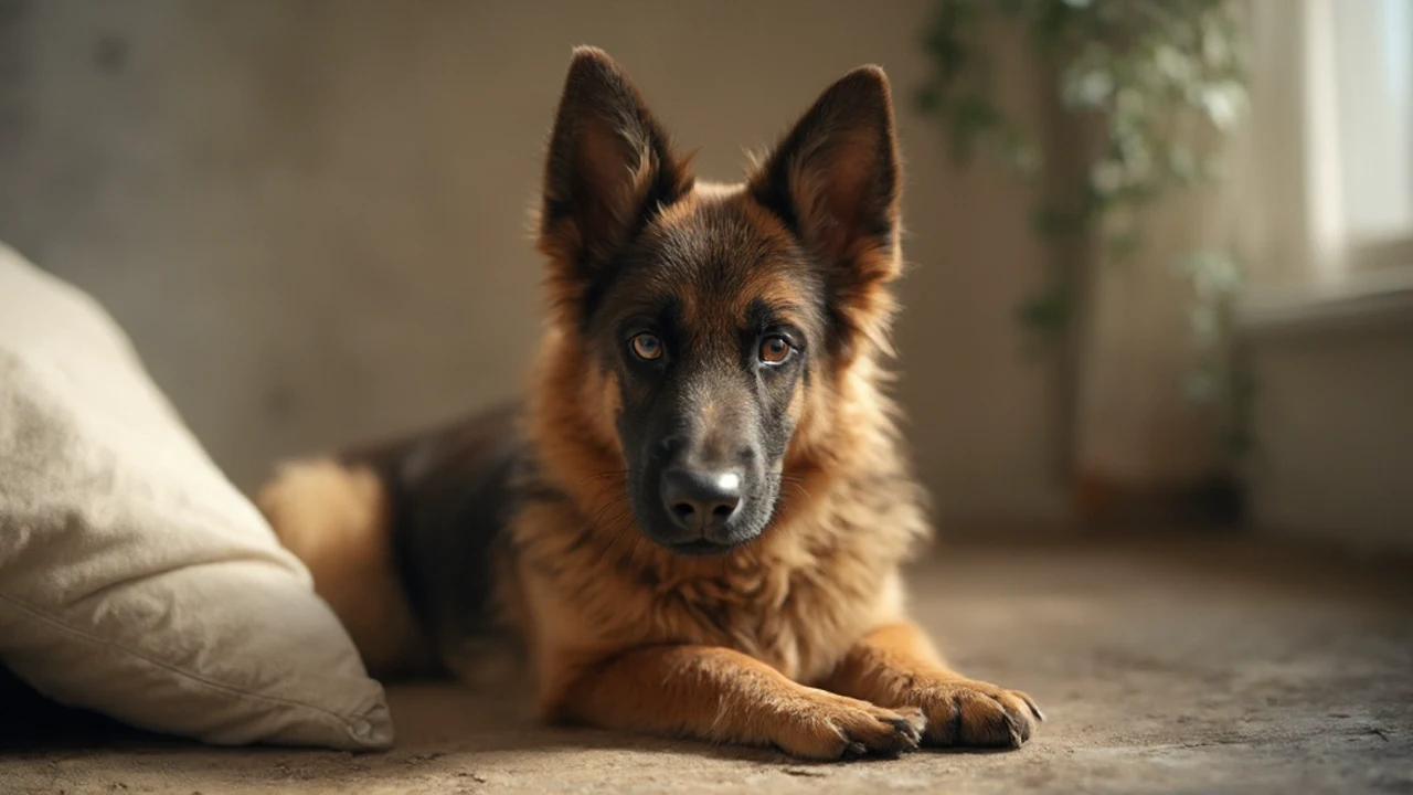 German Shepherd after maintenance trim grooming