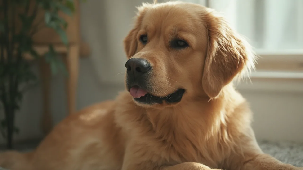 Golden Retriever after maintenance trim grooming