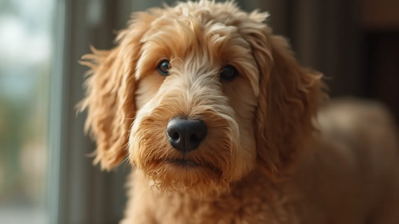 Goldendoodle after de-matting grooming
