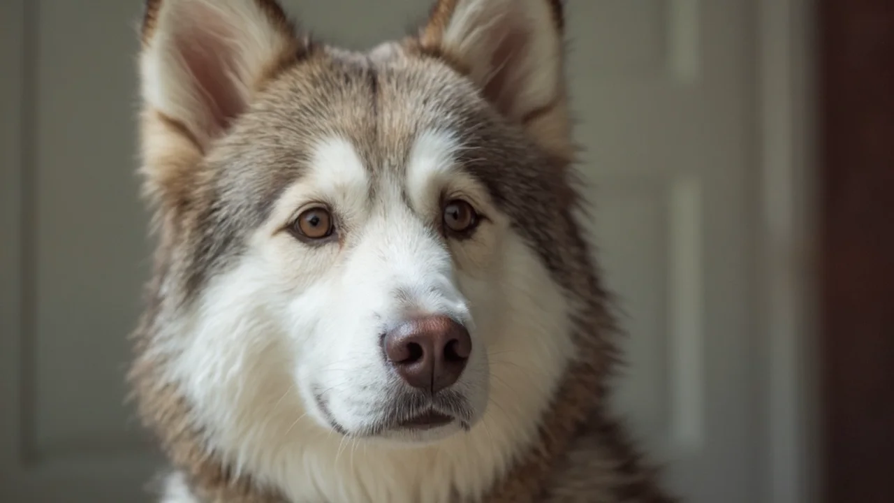Siberian Husky after de-matting grooming
