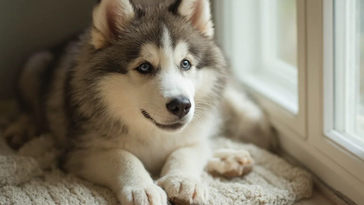 Siberian Husky after maintenance trim grooming