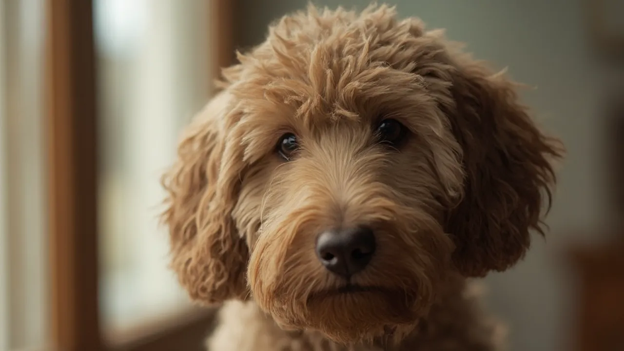 Labradoodle after de-matting grooming