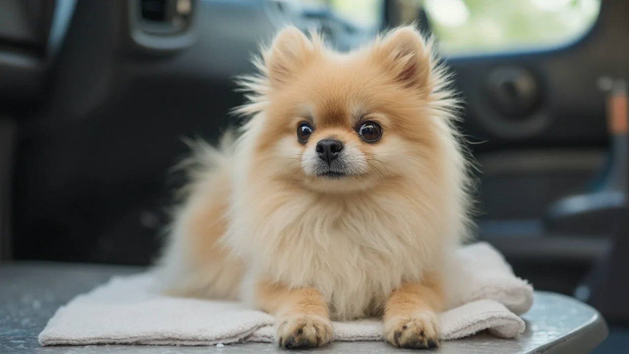 Pomeranian after maintenance trim grooming