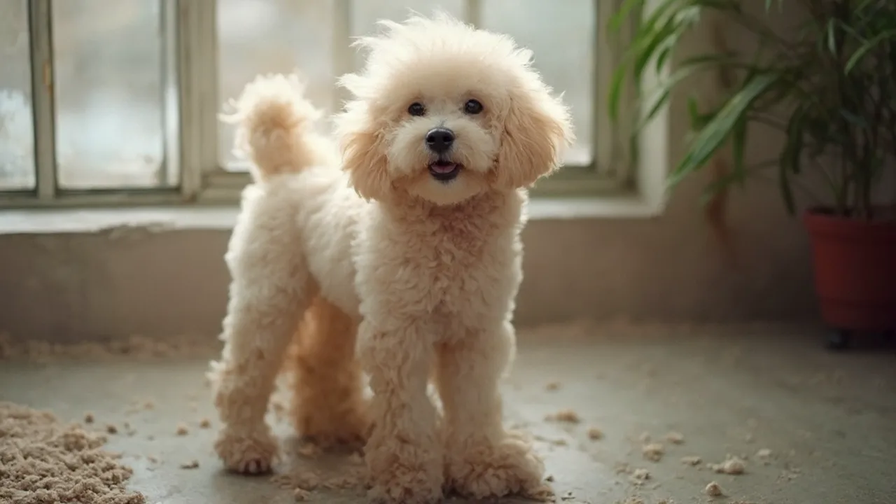 Poodle before grooming