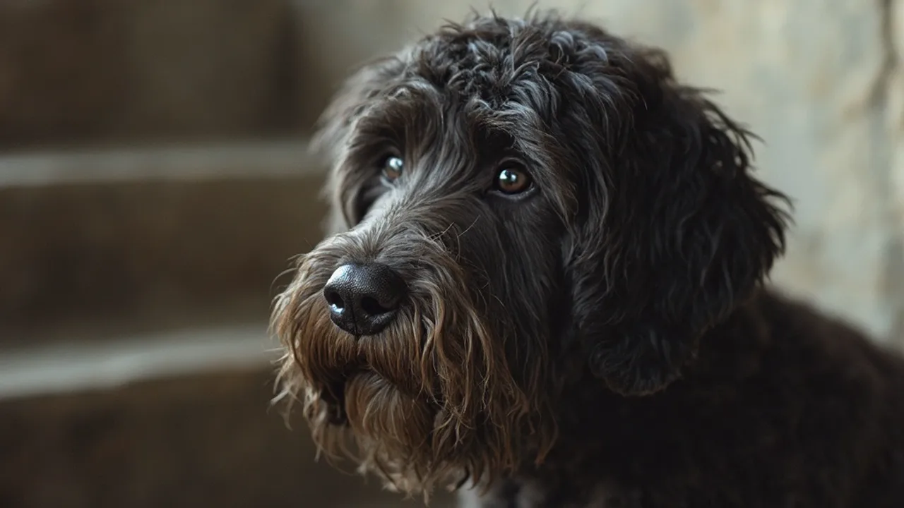 Portuguese Water Dog after de-matting grooming