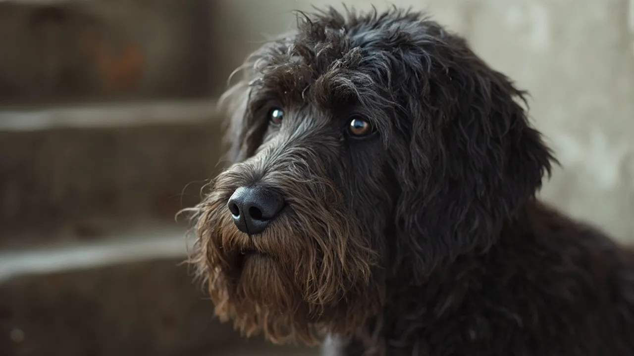 Portuguese Water Dog before grooming