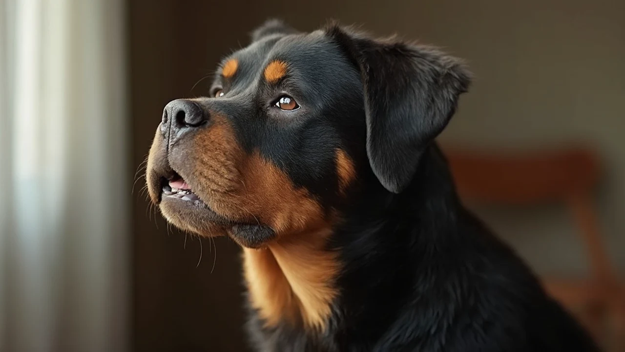 Rottweiler after de-matting grooming